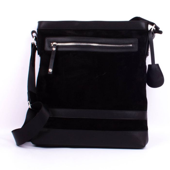 Шкіряна чоловіча сумка-планшет Valenta ВМ7026 із замші, Чорний