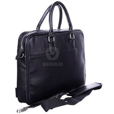 Шкіряна сумка с відділенням для ноутбука Valenta ВМ7037 Чорна, Чорний