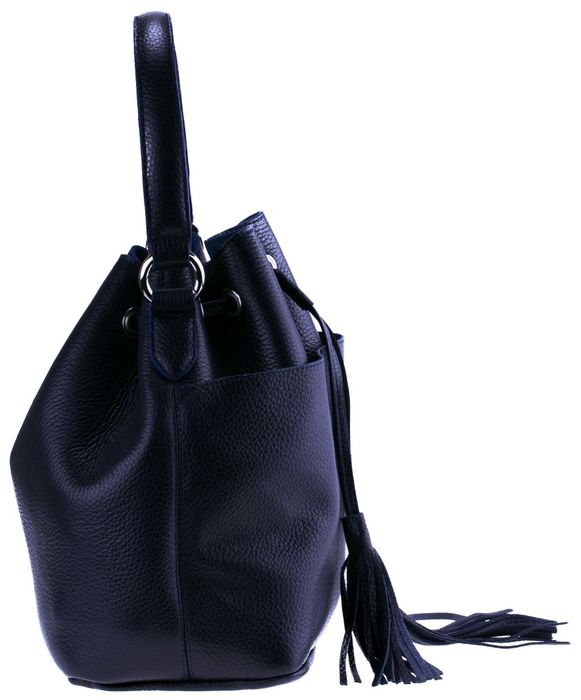 Шкіряна жіноча сумка-мішок Valenta ВЕ6173 Темно-синя, Темно-синій